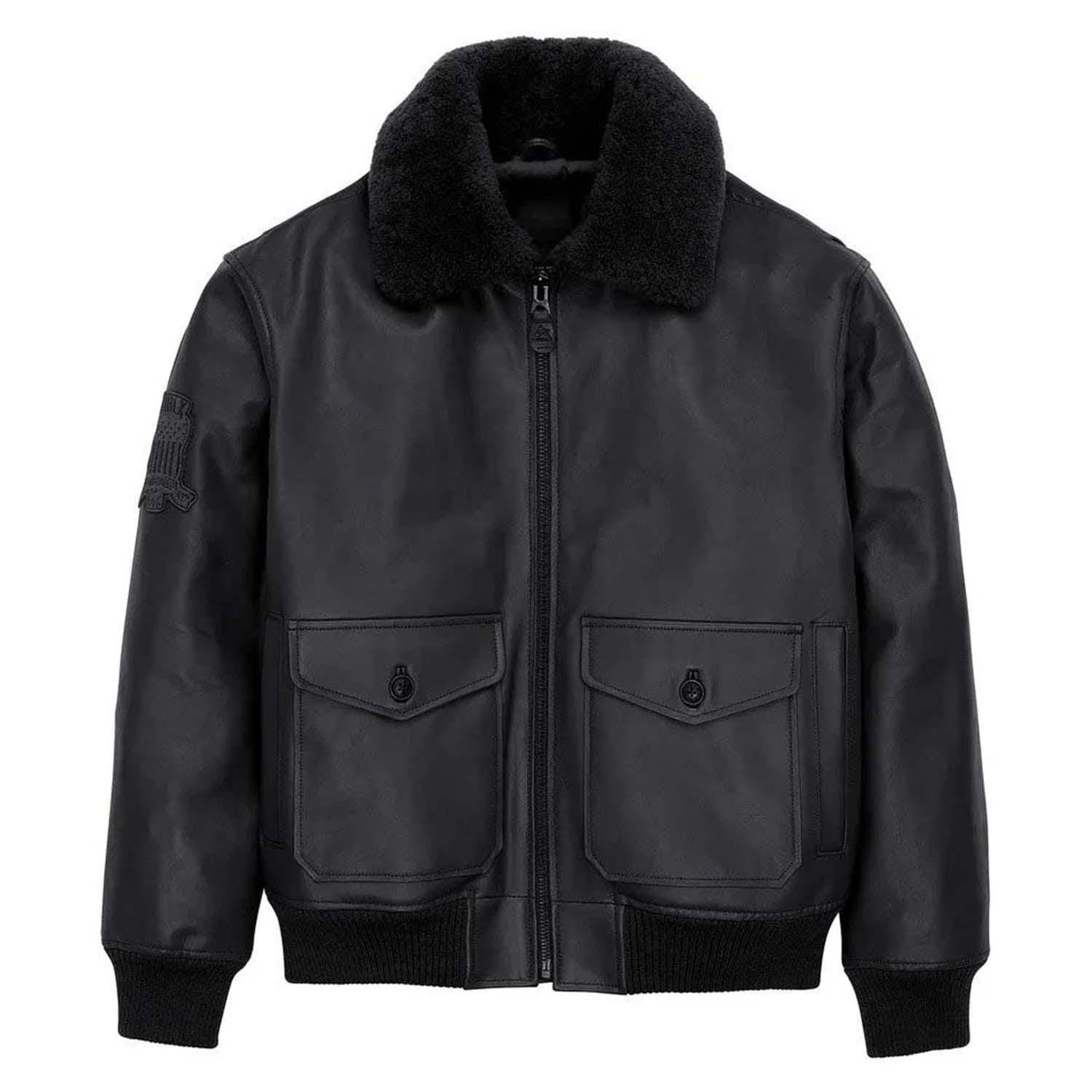 Handmade Black Avirex G-1 Bomber Jacket Vintage US Navy Leather Aviator Flight Jacket, Military Pilot Bomber, 90s Streetwear Gift for Him