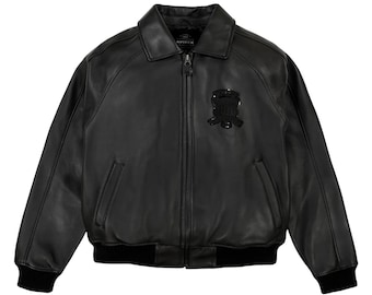Handgjord ikonisk Avirex skinnjacka | Svart läderbomberjacka för män | Bästsäljare amerikansk flygläderjacka, present till honom