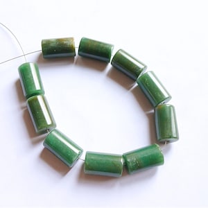 Natural Green jade Tubuler Shape Gemstone Size 12X20 MM Center Drill Green Jade Beads Handmade Gemstone Beads