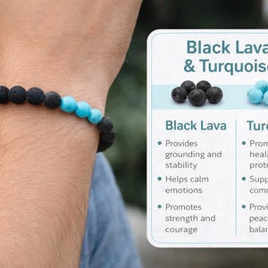 Lava Stone & Turquoise Beaded Bracelet • Aromatherapy Diffuser Jewelry