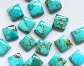 Handmade Blue Mohave Turquoise Gemstone Cabochon: Flat Back Square