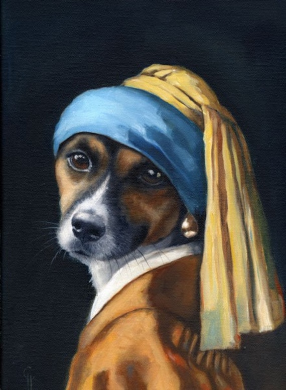 Jack Russell Terrier Vermeer Pearl Earring Painting Original Etsy