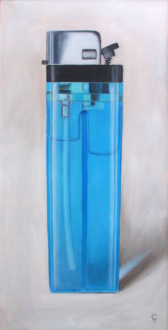 Contemporary Big Blue Bic Lighter Fire Flame Smoking Large Etsy