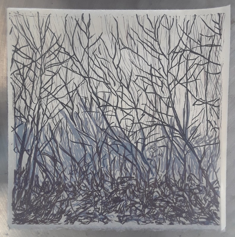 Thicket, linocut Print, printmaking, lino print, relief print, hand pulled, bramble image 4