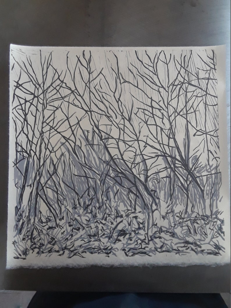 Thicket, linocut Print, printmaking, lino print, relief print, hand pulled, bramble image 3