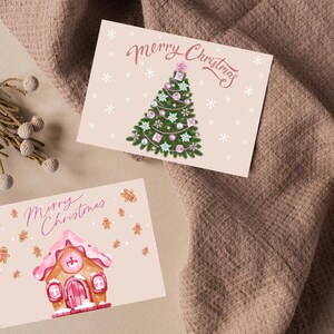 Roze kerstkaarten | Vrolijke kerstkaart | Afdrukbare kerstkaarten | Kerstkaarten | Afdrukbare kaart | Kerstkaarten voor de feestdagen