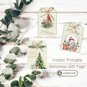 Christmas Gift Tags Printable Instant Download | Printable Christmas Gift Tags | Merry Christmas Tags | Holiday Favor Tags | Holiday Tags