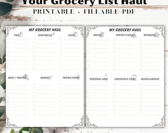 Druckbare & ausfüllbare Einkaufsliste PDF | Einkaufsliste Druckbare Vorlage | Lebensmittelgeschäft Planer | Lebensmittel-Einkaufsliste | Bearbeitbare Einkaufsliste