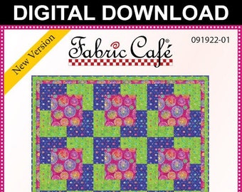 Downloadbaar Town Square-quiltpatroon Eenvoudig 3 Yard-ontwerp