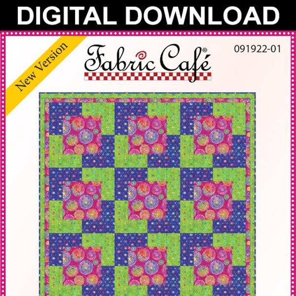 Downloadable Town Square Quilt Pattern Easy 3 Yard design