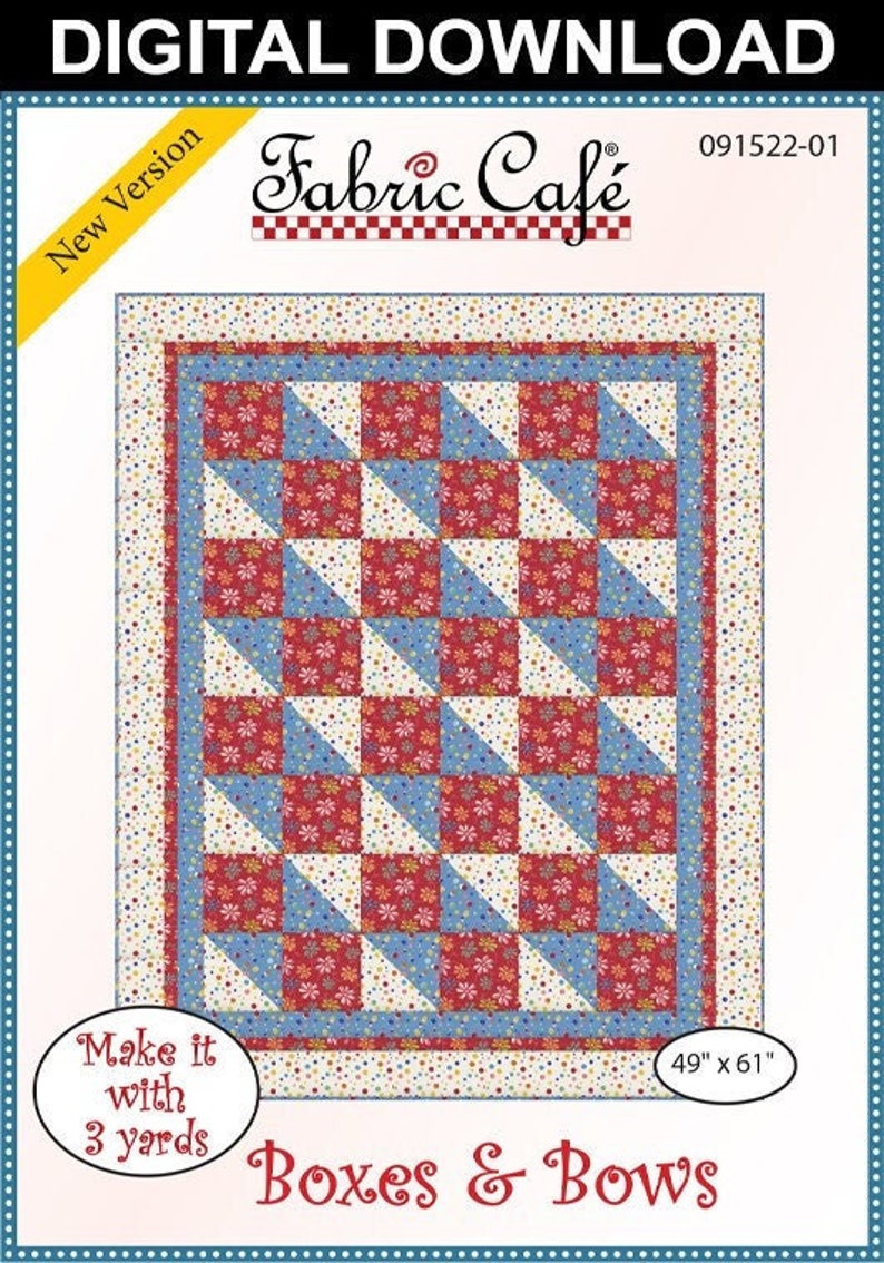 Boxes and Bows Downloadable 3yard Quilt Pattern Etsy