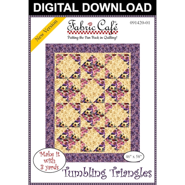 Tumbling Triangles 3-Yard Quilt Pattern - Digital Download