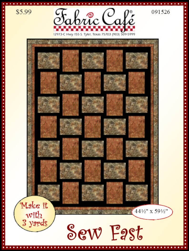 Downloadable Sew Fast Quilt Pattern Easy 3 Yard Design Etsy