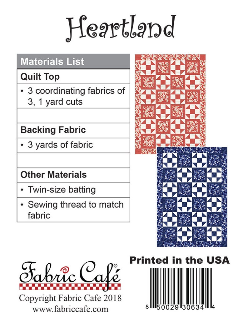 Downloadable Heartland Quilt Pattern Easy 3 Yard design image 2