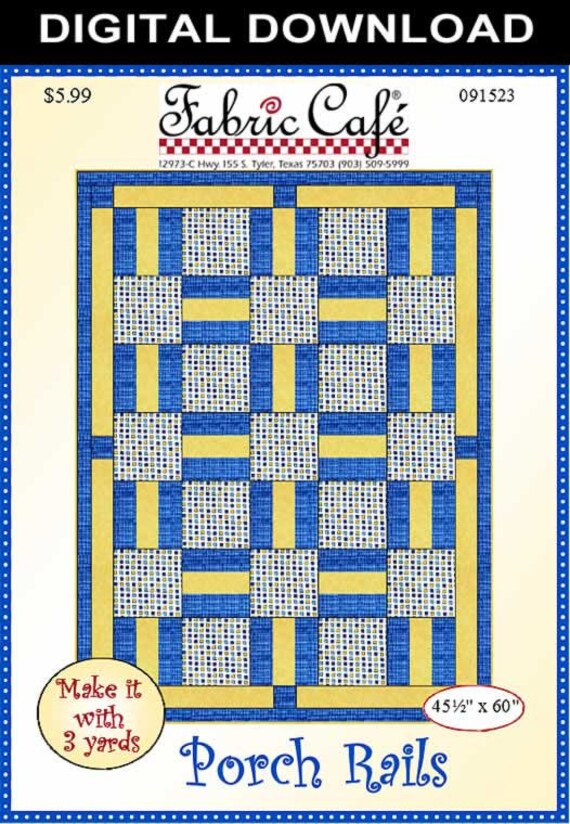 Downloadable Porch Rails Quilt Pattern Easy 3 Yard design Etsy