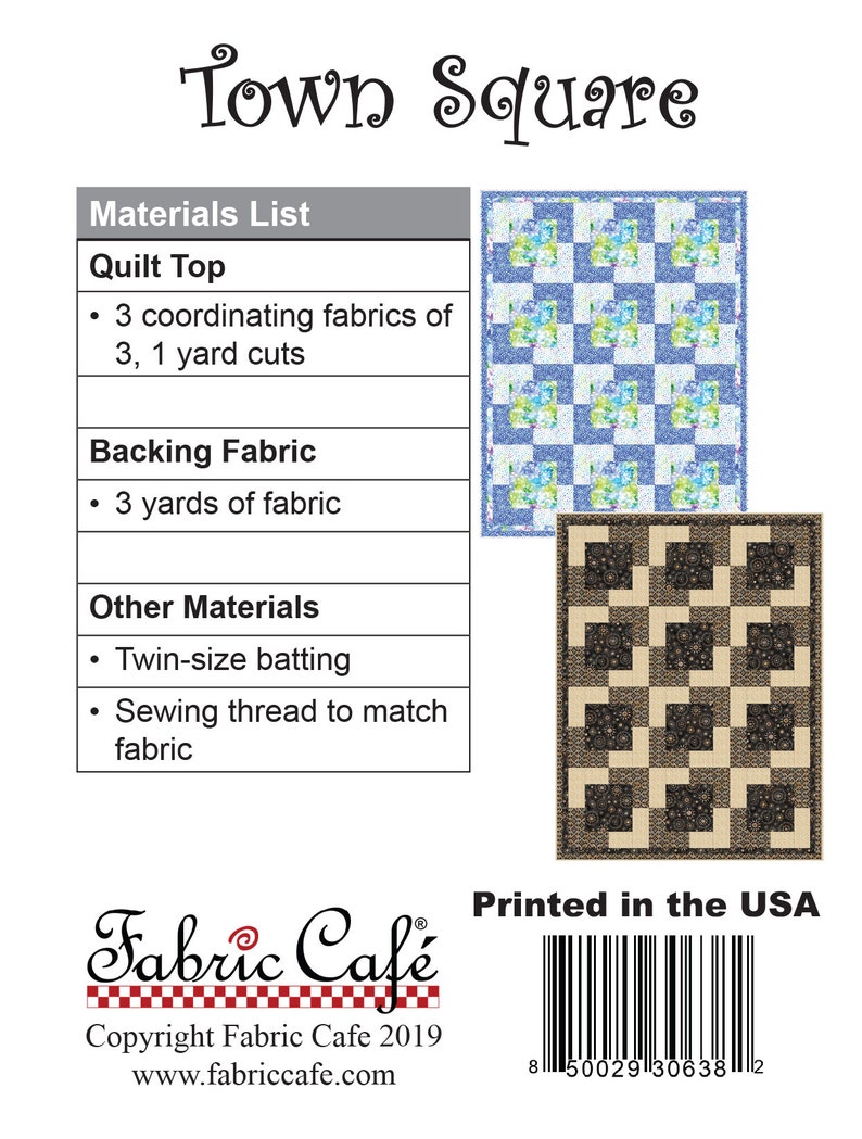 Downloadable Town Square Quilt Pattern Easy 3 Yard design image 2