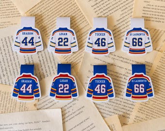 Off Campus Magnetic Bookmark | Briar Hawks Hockey Jersey Bookmark | Garrett Graham, Logan, Tucker & Di Laurentis | Bookish Gift