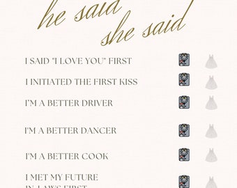 He Said Bridal Shower Game