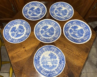 Villeroy & Boch Burgenland Salad Plates: Vintage Blue Transferware