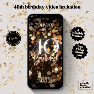 40th Birthday Invitation Digital Forty Birthday Invite for Women Canva Editable 40th Birthday Invite Template for Her Mobile Phone E-Invite