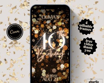 40. Geburtstagseinladung Digital 40er Geburtstag einladen für Frauen Canva Bearbeitbare 40. Geburtstags-Einladungsvorlage für ihr Handy E-Invite