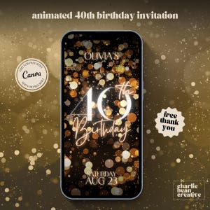 Digital 40th Birthday Invitation for Women Editable 40th Birthday Invite Template Forty Birthday Party Invite for Her 40th Birthday Evite