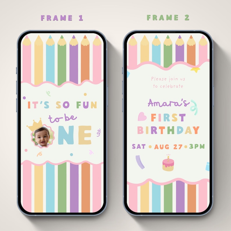 It's Fun to Be One Animated Birthday Invitation for Girl, Editable ...