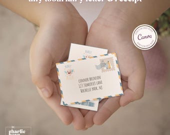 Tooth Fairy Letter and Receipt Printable, Lost Tooth Note with Envelope, Mini Fairy Mail for Girls and Boys, Instant Download Canva Template