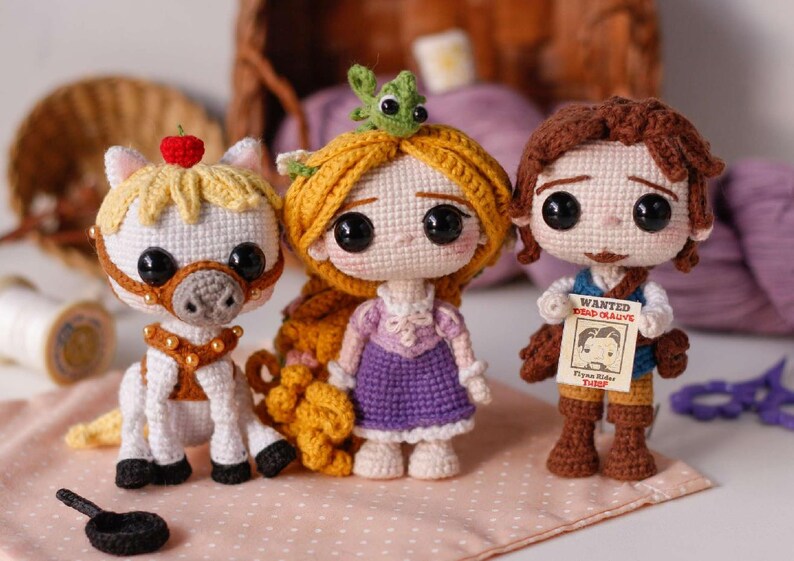 Crochet Pattern for Rapunzel and Pascal Doll Princess With Long Hair ...