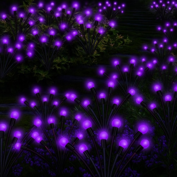 Solar Firefly Garden Lights – 2 Pack 20 LED Purple Swaying Lights, Waterproof Starburst Yard Lights for Outdoor Patio, Pathway