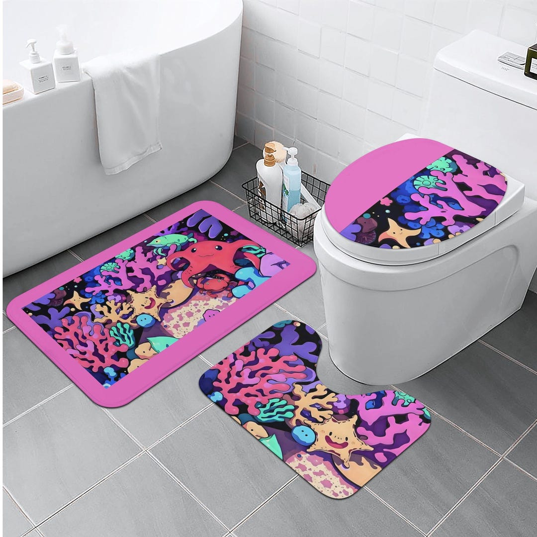 Underwater World Anime Cartoons Inspired Bright Neon Colors Bathroom ...