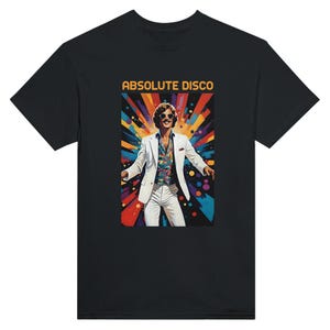 ABSOLUTE DISCO RETRO 70s Heavyweight Cotton Men Women Crewneck T-shirt | Dad Grandad Mother Gift, 70s Party, Dance Clubbing