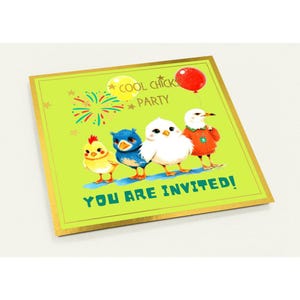 10 Stück coole Küken Party niedliche Birdies Kinder Kinder Kleinkind Geburtstagseinladungen | 14,1 cm Karten mit Umschlägen, Vögel Huhn Möwen Babys