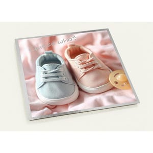 10 pezzi adorabili inviti per feste di rivelazione del sesso del bambino, baby shower neutri o biglietti di annuncio del bambino, bambino blu bambina rosa, lamina d'argento, piatti 14,1 cm