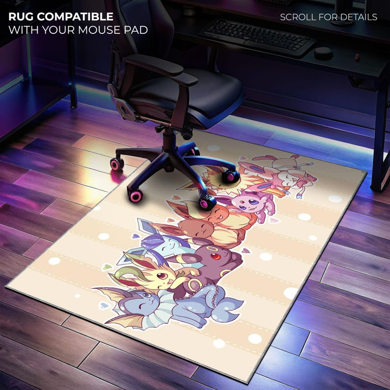 All Eevee Evolutions Desk Mat Cute Pokémon Family Gaming Pad, Perfect