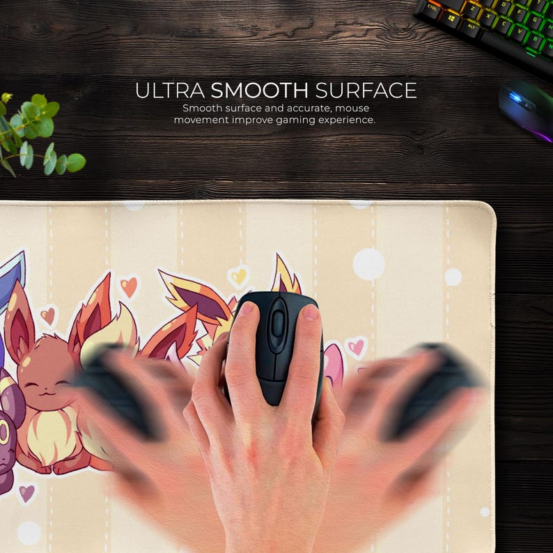 All Eevee Evolutions Desk Mat Cute Pokémon Family Gaming Pad, Perfect