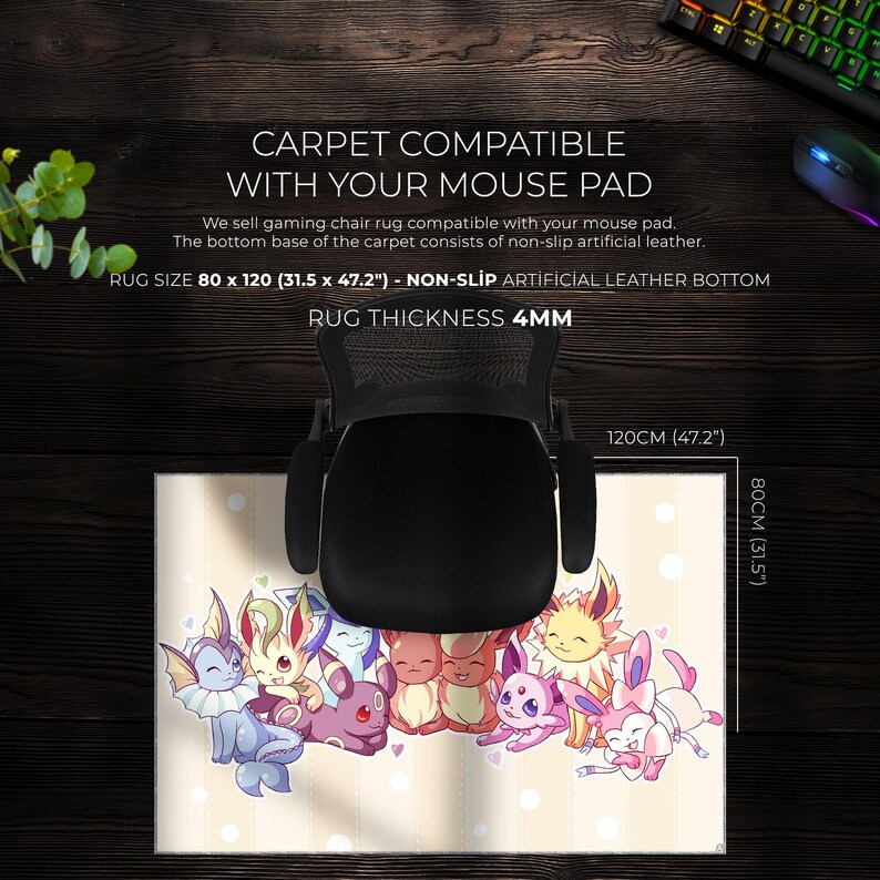 All Eevee Evolutions Desk Mat Cute Pokémon Family Gaming Pad, Perfect