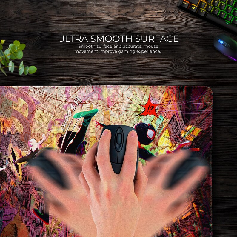 Spiderman Cityscape Desk Mat Dynamic Marvel Superhero Mouse Pad for