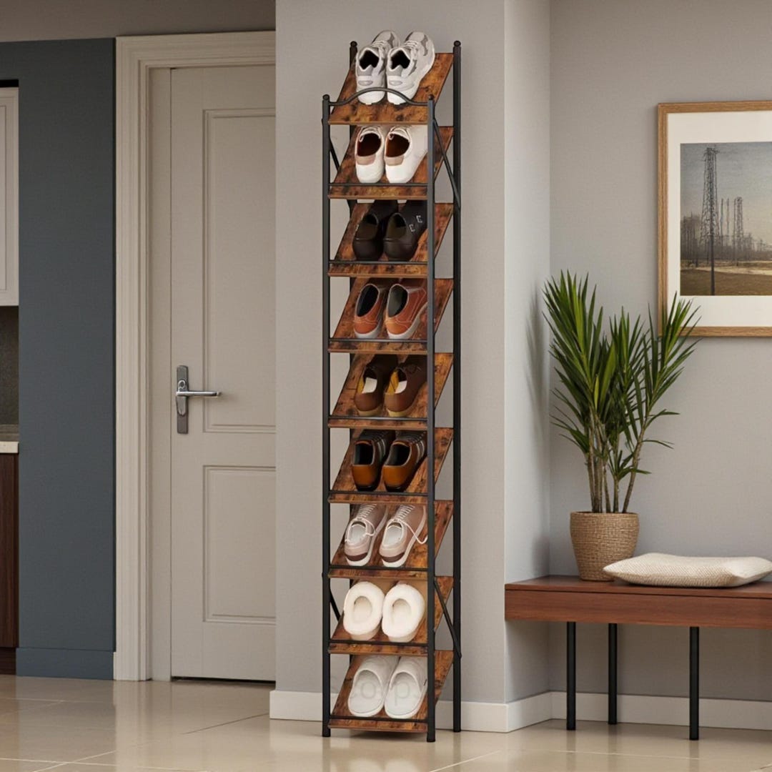 9-tier Vertical Shoe Rack: Slim Entryway Shoe Storage Tower - Etsy