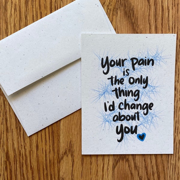 Chronic pain card, recovery card, sympathy card, get well card, eco friendly support card