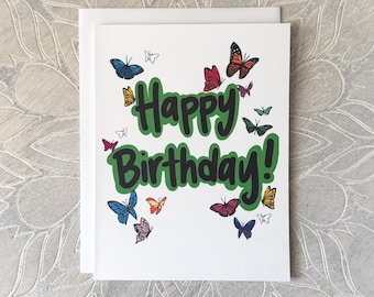 Colorful Butterfly Birthday Card: Flying Butterflies, Blank Inside