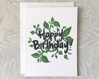 Green Vines Birthday Card: Foliage Nature Theme