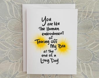 Funny Feminist Friendship Card: Tearing off my Bra