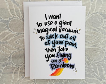 Pain Support Card: Magical Vacuum & Rainbow - Mental Health Card