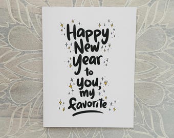 Happy New Year Card: Sparkly Stars, Blank Inside