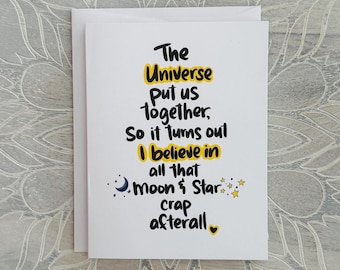 Astrology Valentine, Funny, non-believer, moon & stars Valentine, snarky love card