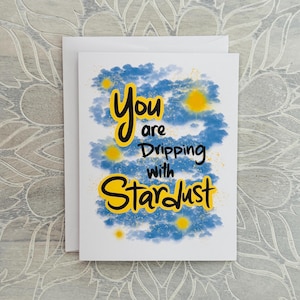 Dripping With Stardust Card nuages bleus - carte de meilleur ami, carte d'anniversaire, carte de soutien, carte de félicitations, carte d'astrologie