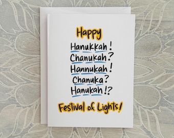 Funny Hanukkah Spellings Card: Festival of Lights