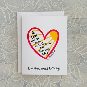 Biglietto d'amore, Biglietto con citazione d'amore, Biglietto di compleanno con cuore, Cuore e sole, Biglietto d'amore semplice, Citazione di David Viscott, Dolce biglietto di compleanno