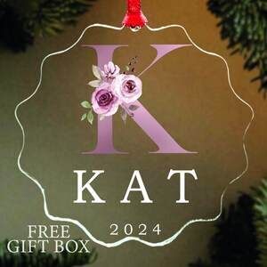 Custom Initial Ornament, 2024 Family Ornament, Monogram Alphabet Ornament, Personalized Letter Name Ornaments,Family Keepsake, Initial Decor